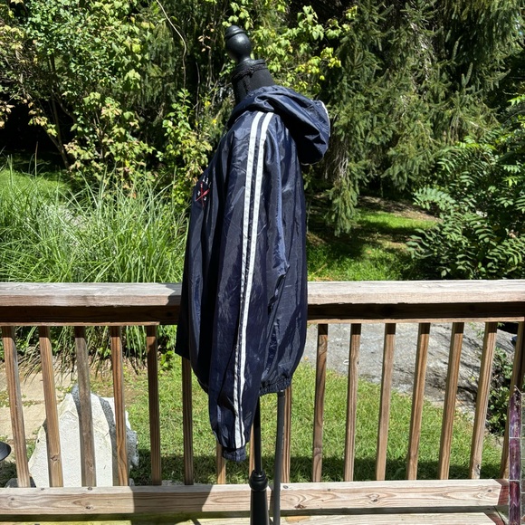 Vintage 90s navy stripped windbreaker men’s size X-Large vtg bars - Picture 6 of 8